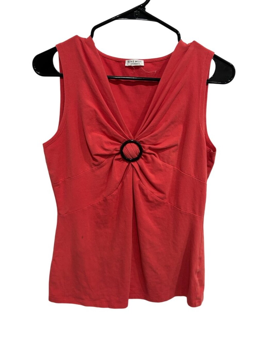 Nine West Separated Womens Red Sleeveless Top With Ring Detail Y2K Retro